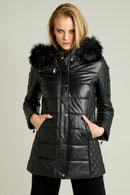 Blanch Long Women's Leather Jacket | Derimod
