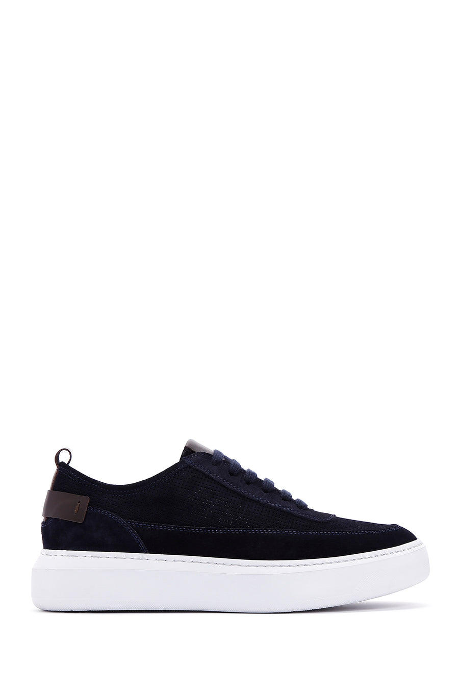 Men's Navy Blue Lace-Up Thick Soled Suede Leather Sneaker 25SFD740310 | Derimod