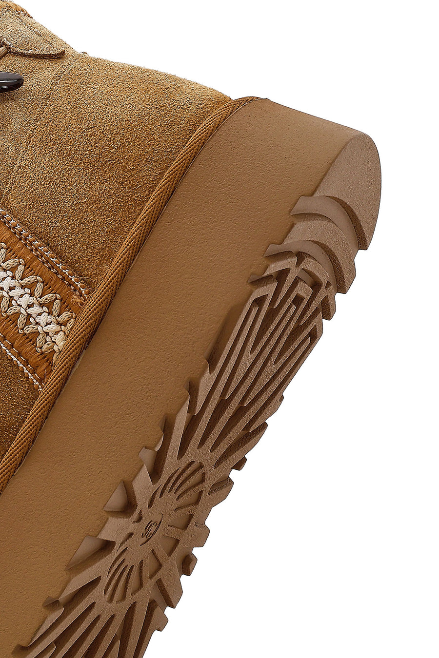 Women's Tan Thick-Soled Patterned Suede Leather Teddy Boots