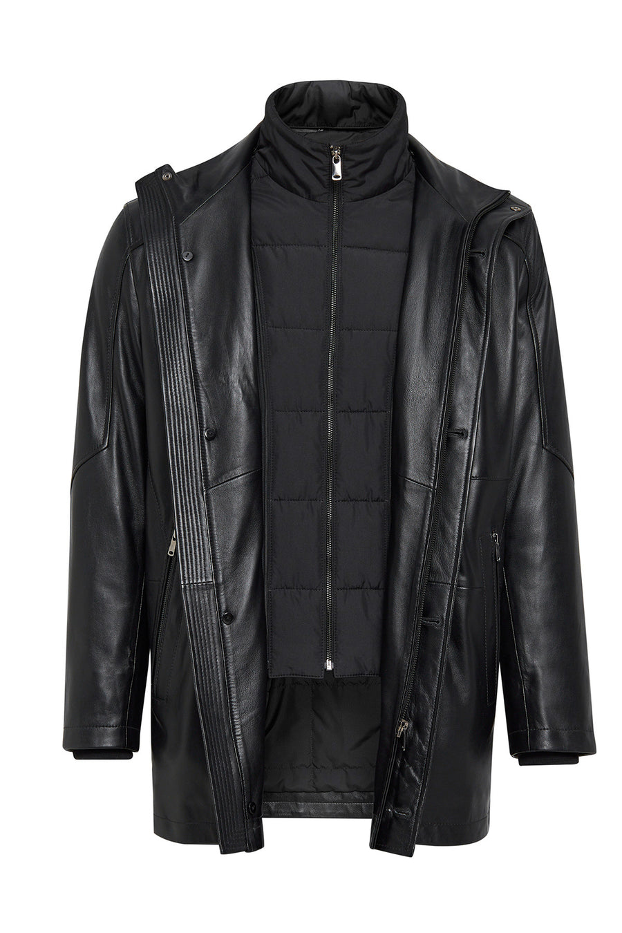 Nathan Men's Black Leather Coat