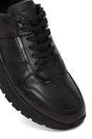 Men's Black Lace-Up Leather Casual Sneaker | Derimod