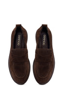 Woman Dark Mink Suede Masculine Loafer | Derimod