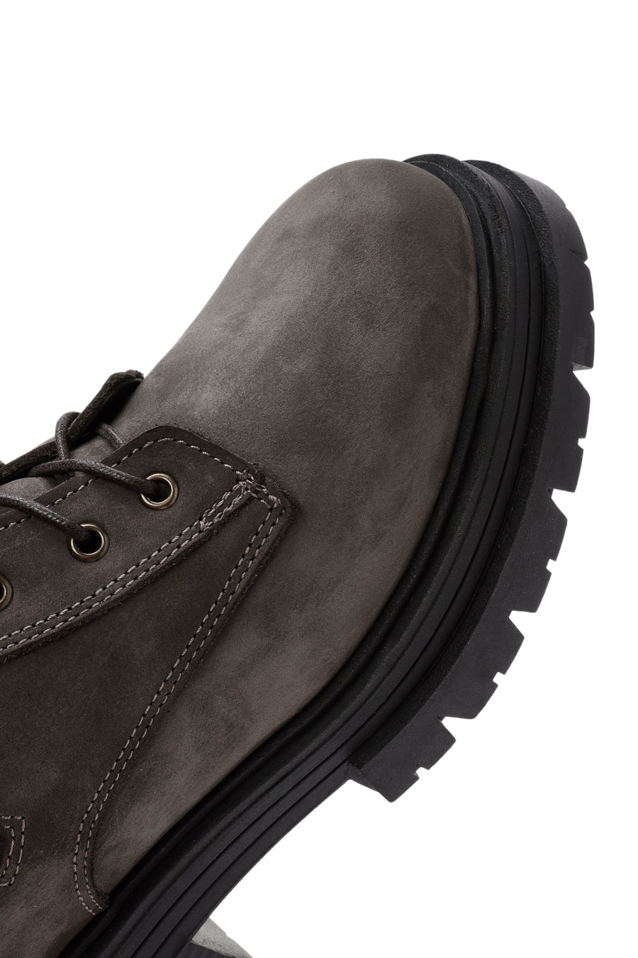 Women's Mink Lace-Up Double Zipper Detailed Thick-Soled Nubuck Leather Combat Boots