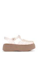 Women's Beige Ankle Buckle Thick Soled Jelly Sandals | Derimod