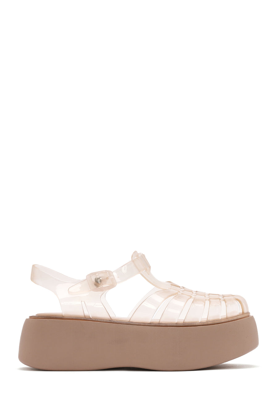 Women's Beige Ankle Buckle Thick Soled Jelly Sandals 25SFE4929PV | Derimod