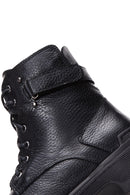 Women's Black Lace-Up Zippered Leather Combat Boots | Derimod