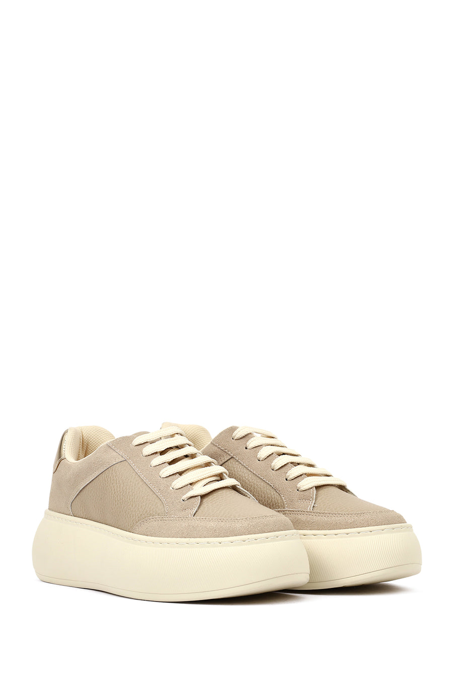 Women's Taupe Lace-Up Thick-Soled Sneaker