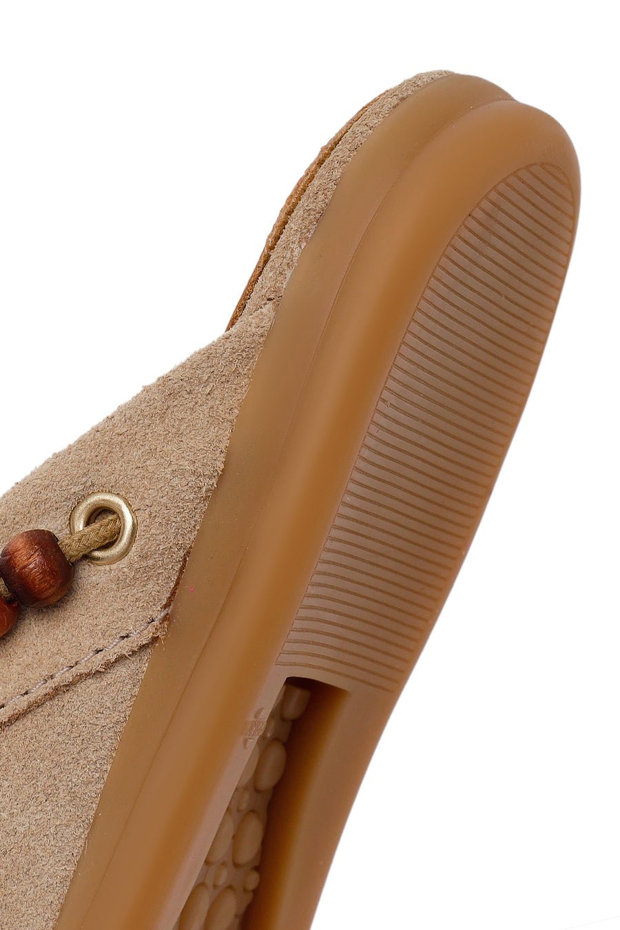 Woman Beige Tassel Suede Mule Slipper