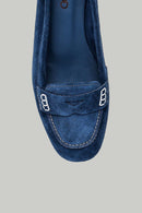 Blue Suede Women's Leather Loafer | Derimod