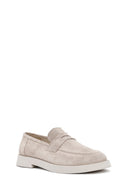 Women's Beige Suede Leather Masculine Loafer | Derimod