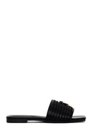 Women's Black Patterned Slippers | Derimod