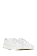 Erkek Beyaz Bağcıklı Deri Sneaker | Derimod