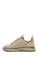 Men's Beige Lace-Up Suede Leather Sneaker | Derimod