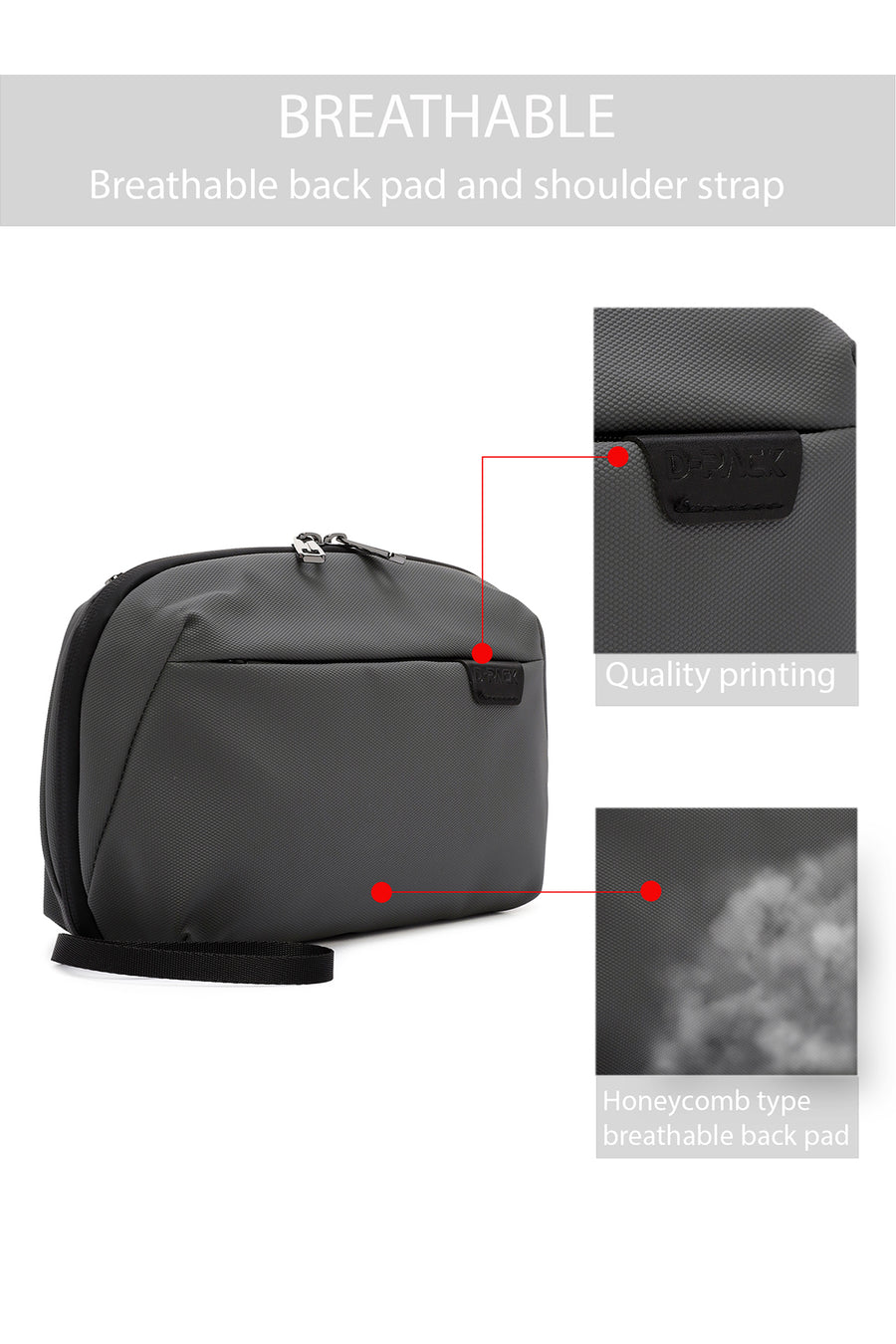 D-Pack Men's Grey Fabric Handbag