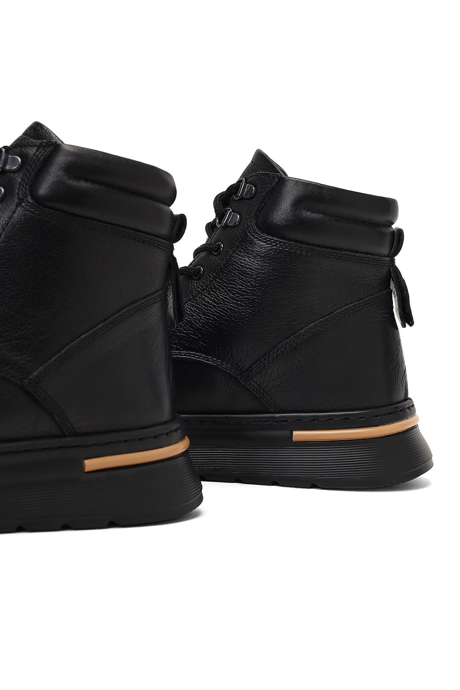Men Black Lace-up Leather Casual Boot