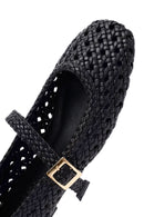 Women's Black Buckled Braided Ballerinas | Derimod