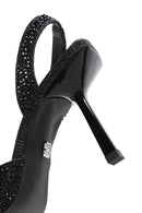 Women's Black Stone Open-Back Heeled Shoes | Derimod