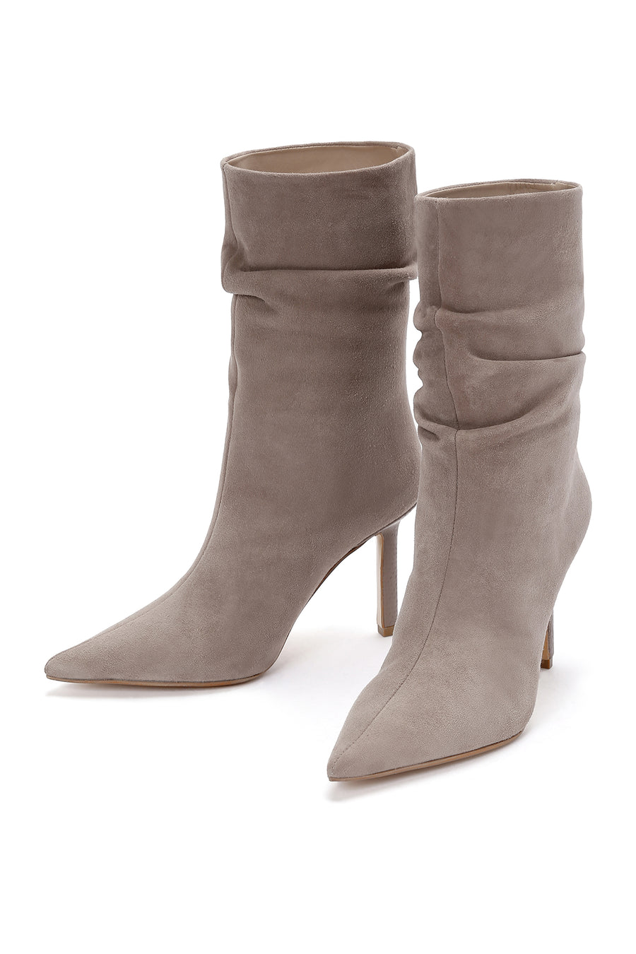 Women's Mink Thin Heeled Suede Leather Boots