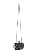 Women's Black Leopard Patterned Long Chain Strap Mini Box Evening Bag | Derimod