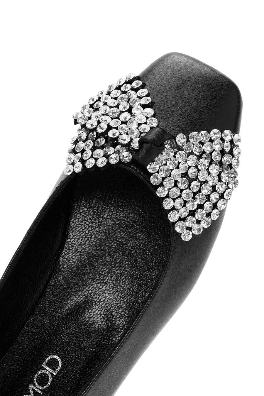 Women's Black Stone Leather Ballerinas