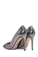 Women's Anthracite Thin Heel Metallic Leather Stiletto | Derimod