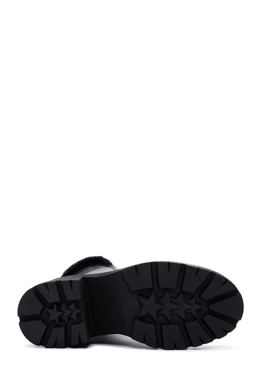 Women's Black Short Heeled Leather Boots