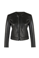 Adela Woman Black Short Leather Jacket | Derimod