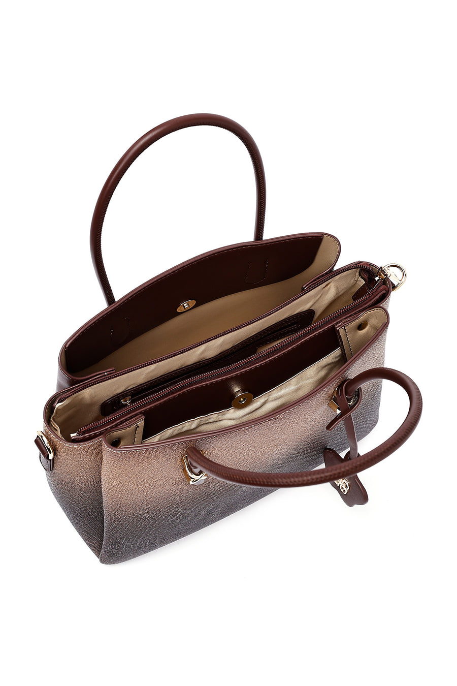 Woman Brown Long-Strap Printed Shoulder Bag