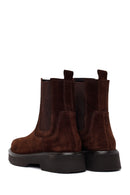 Woman Brown Thick-Soled Suede Chelsea Boots | Derimod