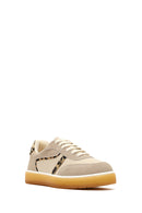 Women's Beige Lace-Up Thick-Soled Patterned Sport Shoe | Derimod