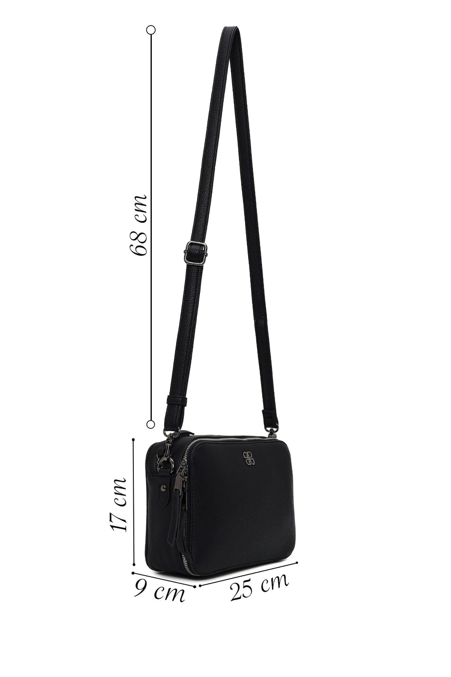 Woman Black Long-Strap Crossbody Bag