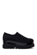 Woman Black Wedge Fabric Shoes | Derimod