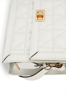 Geox Women's White Veriana Leather Shoulder Bag | Derimod