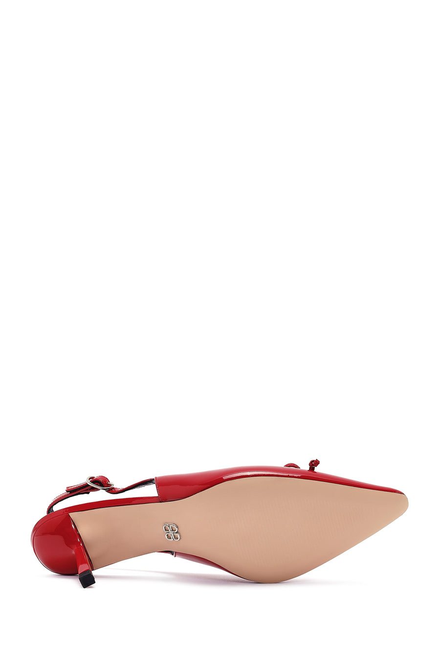 Women's Red Open Back Thin Heel Patent Leather Shoes
