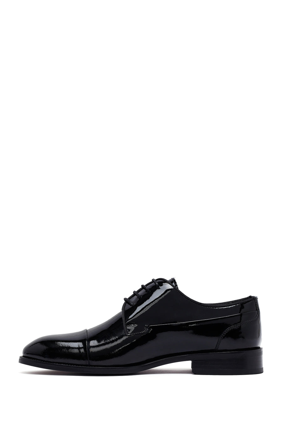 Male Black Lace-Up Leather Patent Leather Casual Shoes