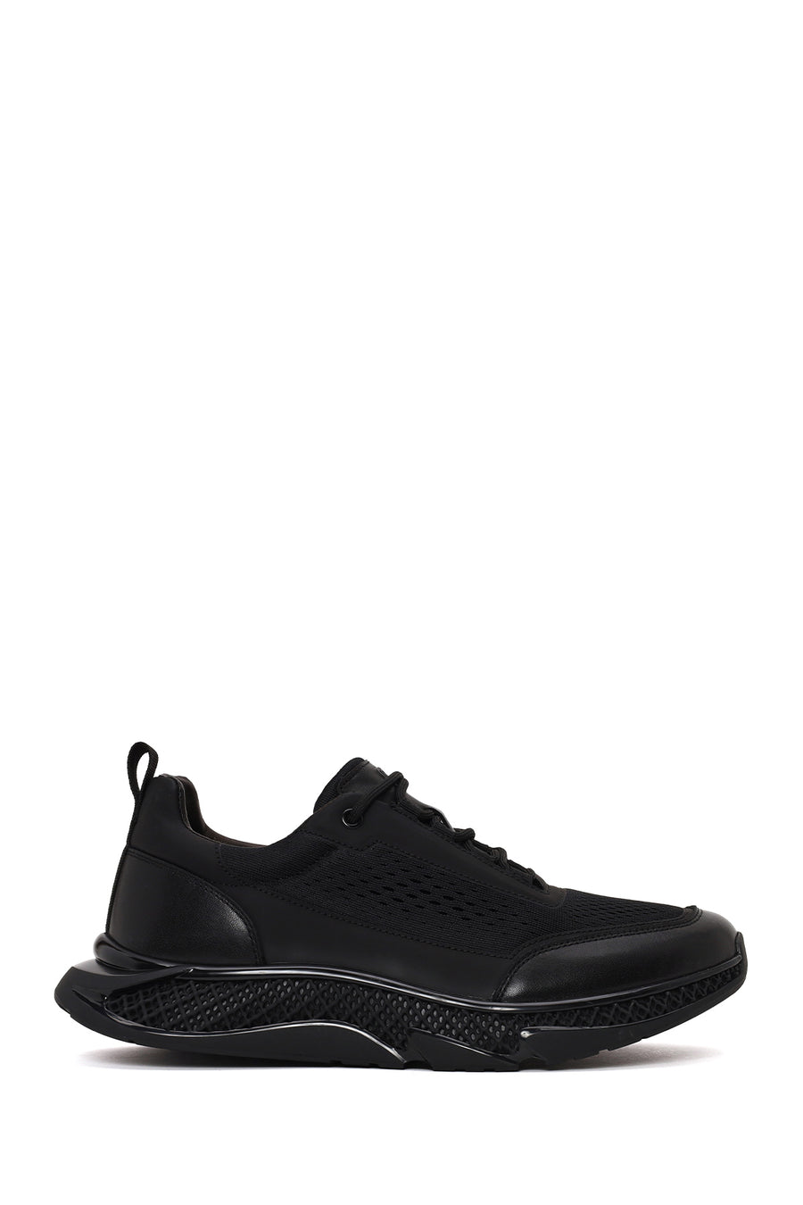 Derimod Zero Erkek Siyah Bağcıklı Kalın Tabanlı Deri Casual Sneaker WM68006765 | Derimod