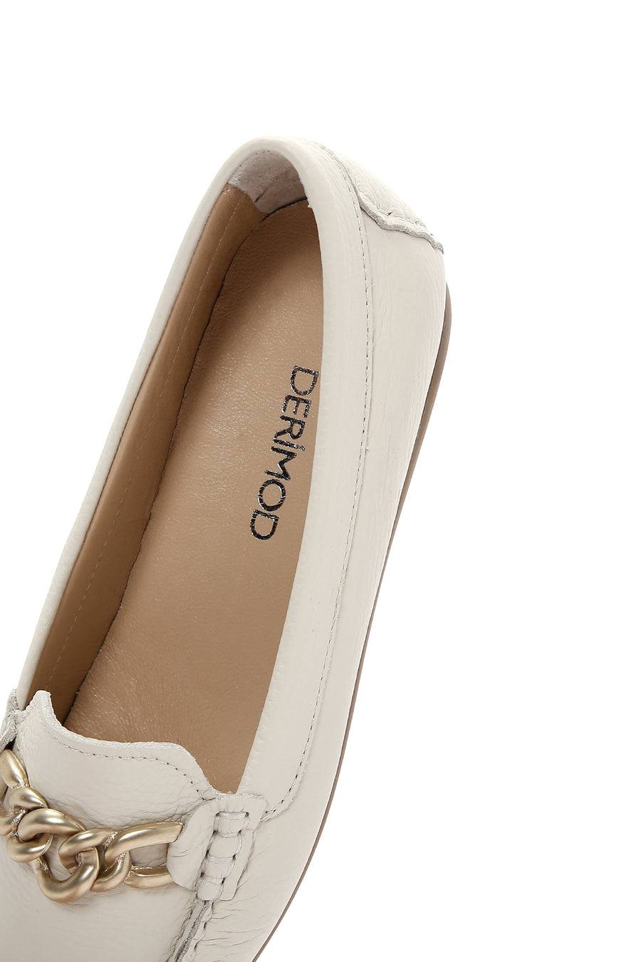 Kadın Bej Toka Detaylı Deri Casual Loafer