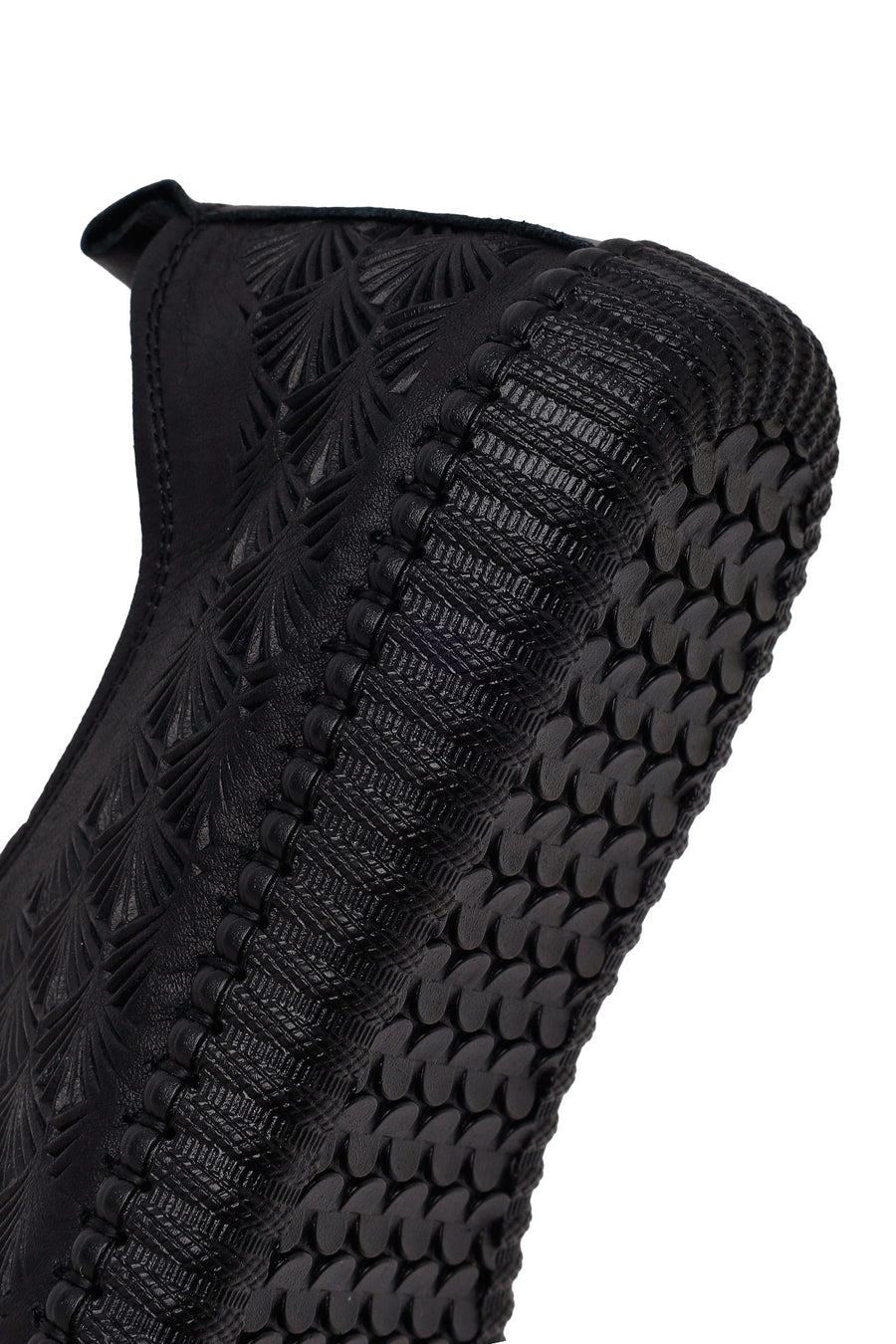 Woman Black Patterned Leather Comfort Shoes