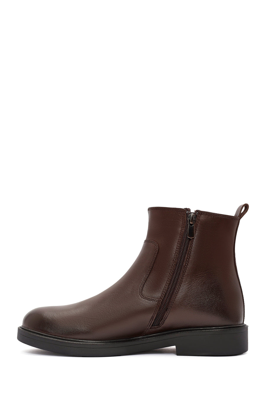 Men's Brown Zippered Leather Casual Boots