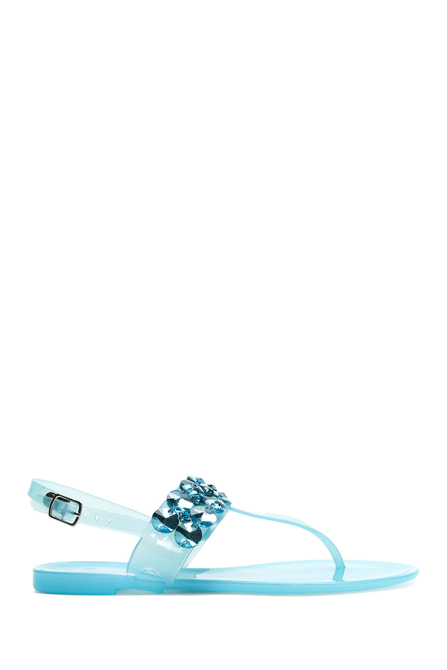 Women's Blue Jelly Transparent Stone Flip Flops Sandals 22SFE4934PV | Derimod