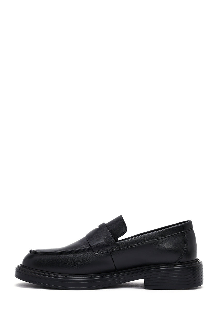 Male Black Leather Casual Loafers