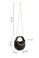 Woman Black Long-Strap Quilted Mini Evening Bag | Derimod
