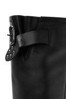 Women's Black Buckle Detailed Leather Cowboy Boots | Derimod