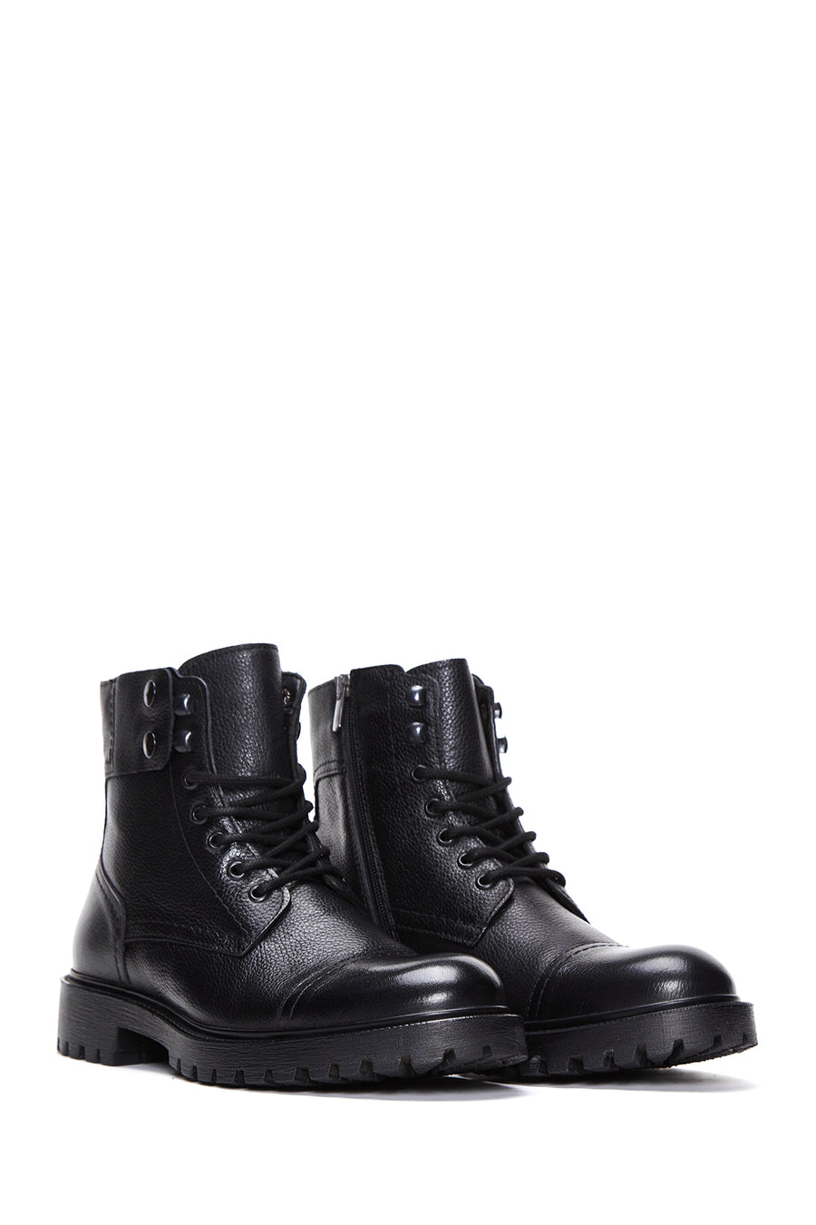 Men's Black Zippered Leather Casual Boots