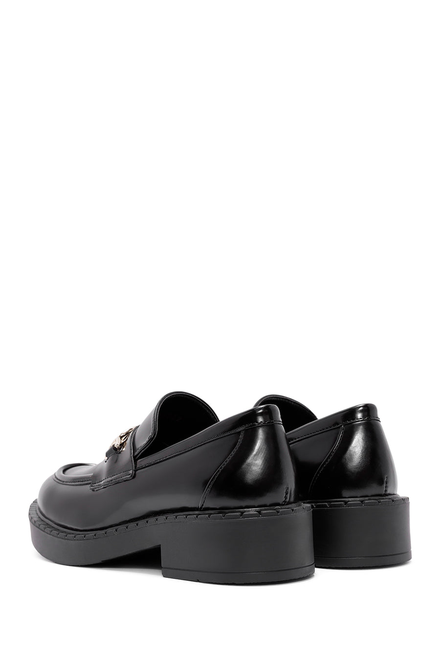 Kadın Siyah Toka Detaylı Maskülen Loafer