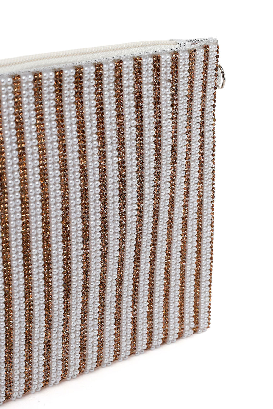 Woman Gold Chain Strap Embellished Evening Bag