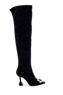 Women's Leather Stone Suede Heeled Boots | Derimod