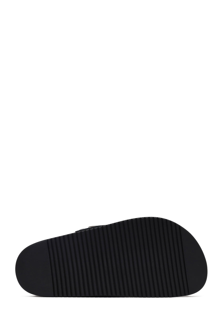 Women's Black Buckled Thick-Soled Leather Slippers
