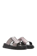 
Women's Anthracite Thick Sole Metallic Leather Slippers
 | Derimod