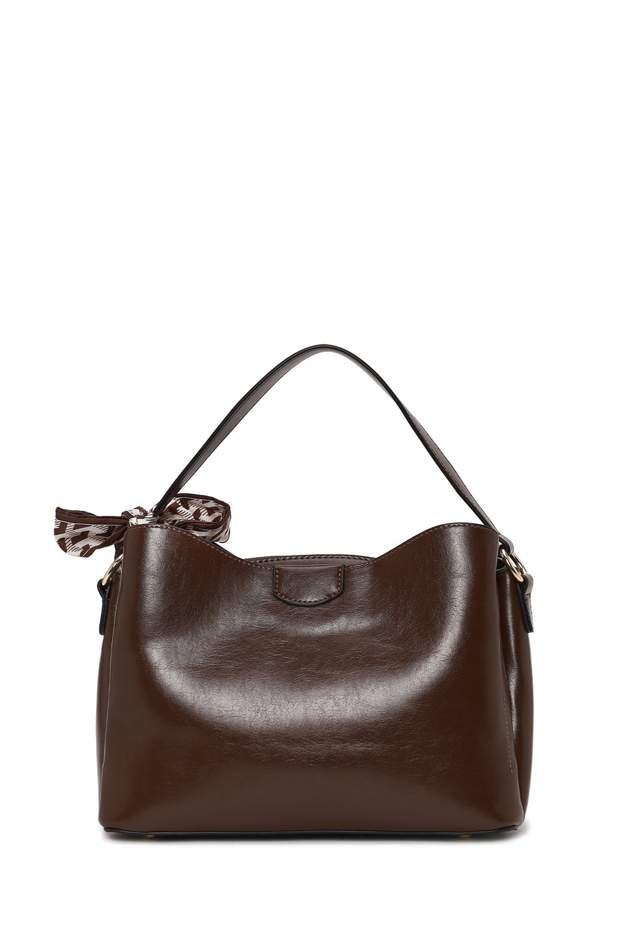 Woman Brown Long-Strap Printed Shoulder Bag